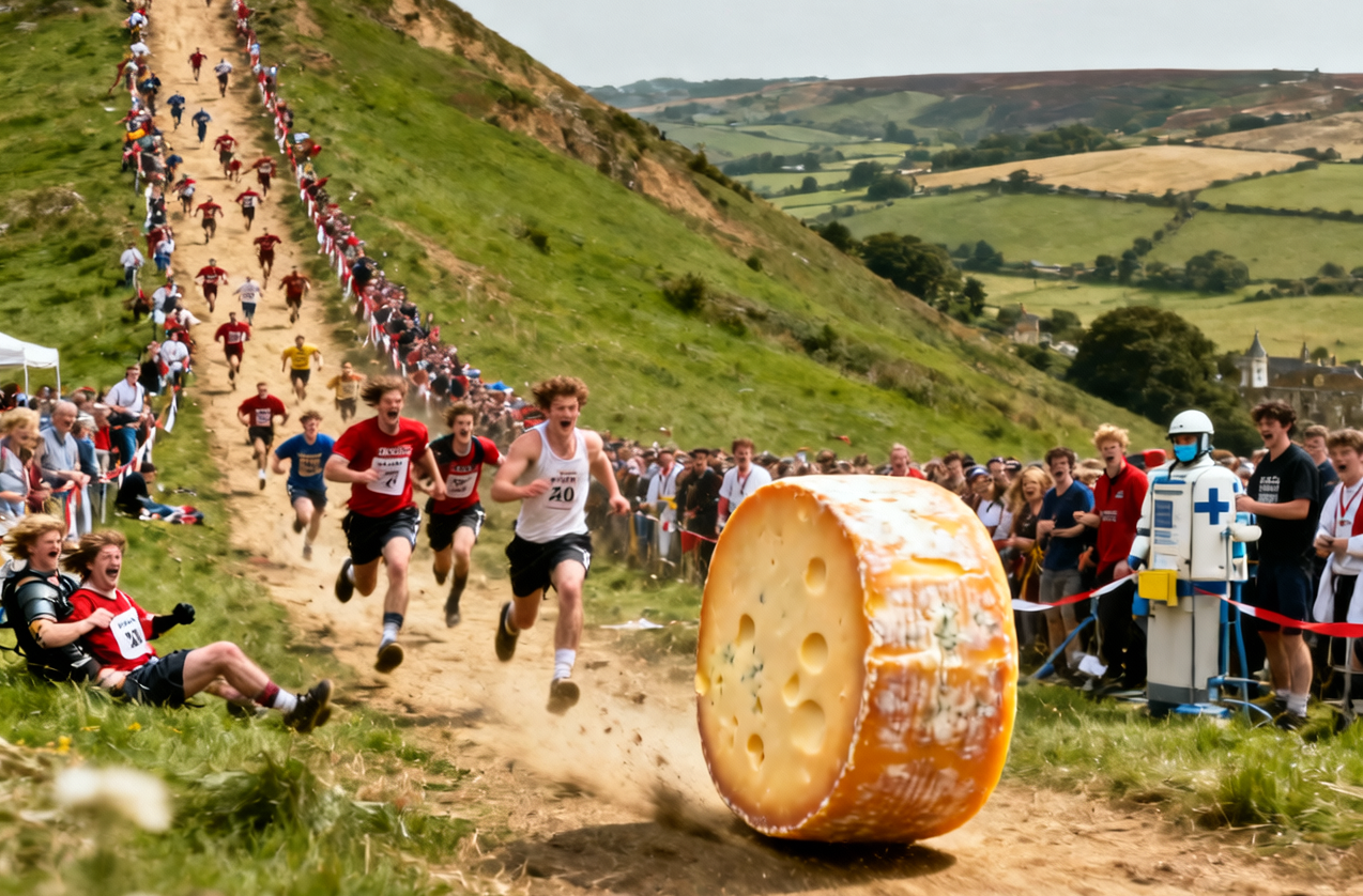 Cheese Rolling – Wenn Käse den Berg hinunterjagt